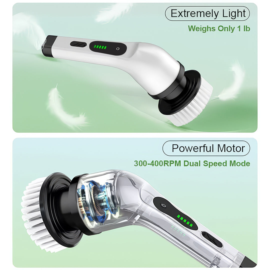 Electric Cleaning Brush with Multiple Brush Heads – Handheld Household Scrubber