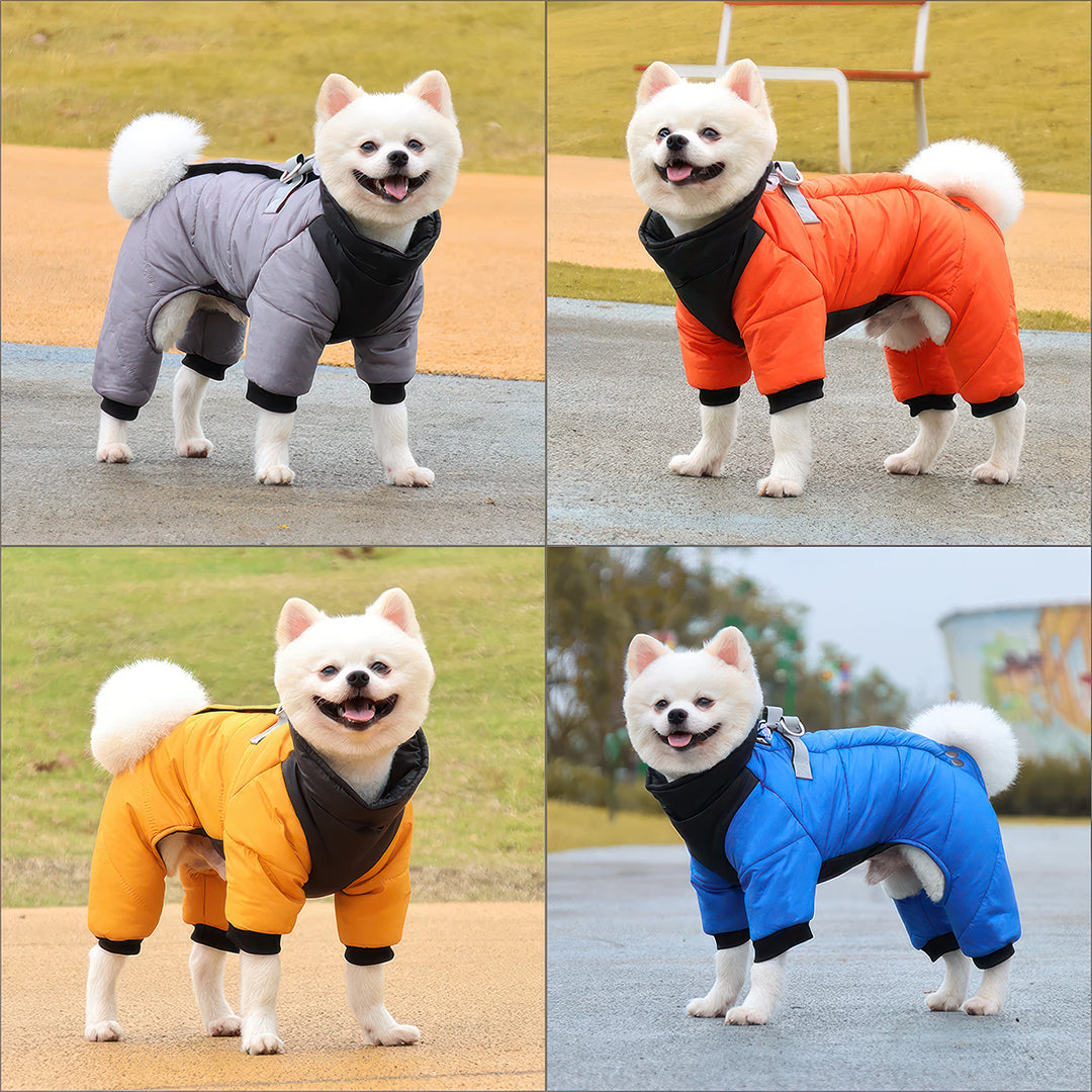 S Size Windproof & Waterproof Full Body Warm Dog Coat (Orange)