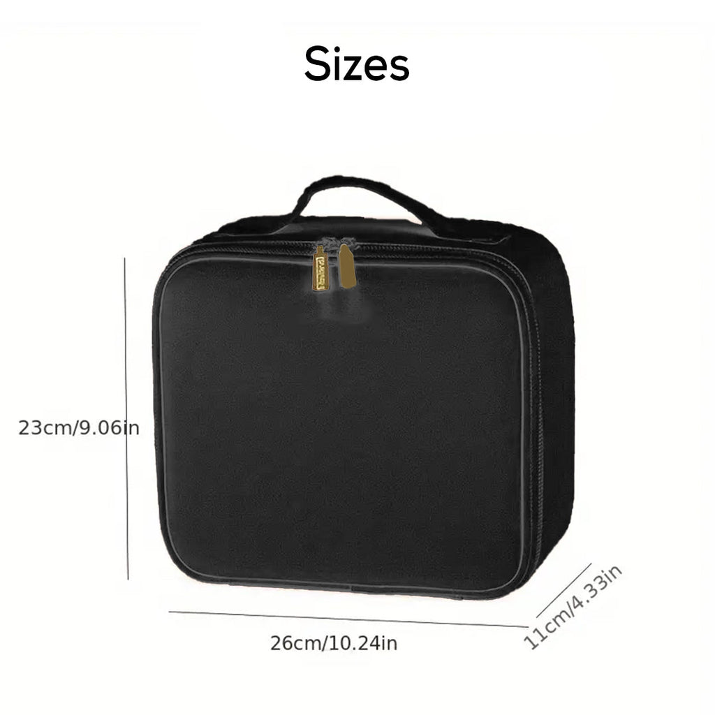 LED Makeup Organizer Case with Lighted Mirror and Adjustable Compartments