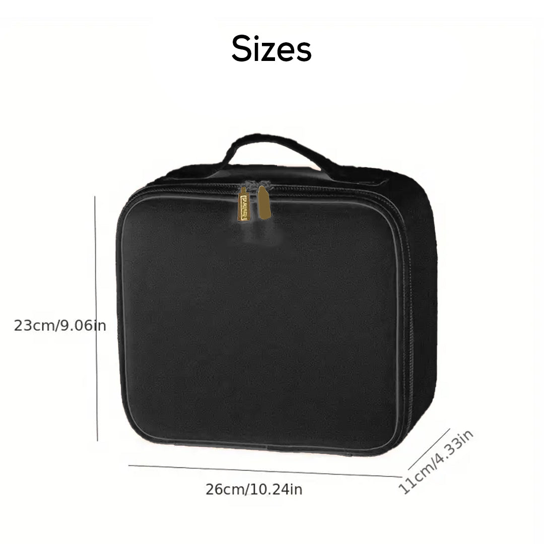 LED Makeup Organizer Case with Lighted Mirror and Adjustable Compartments