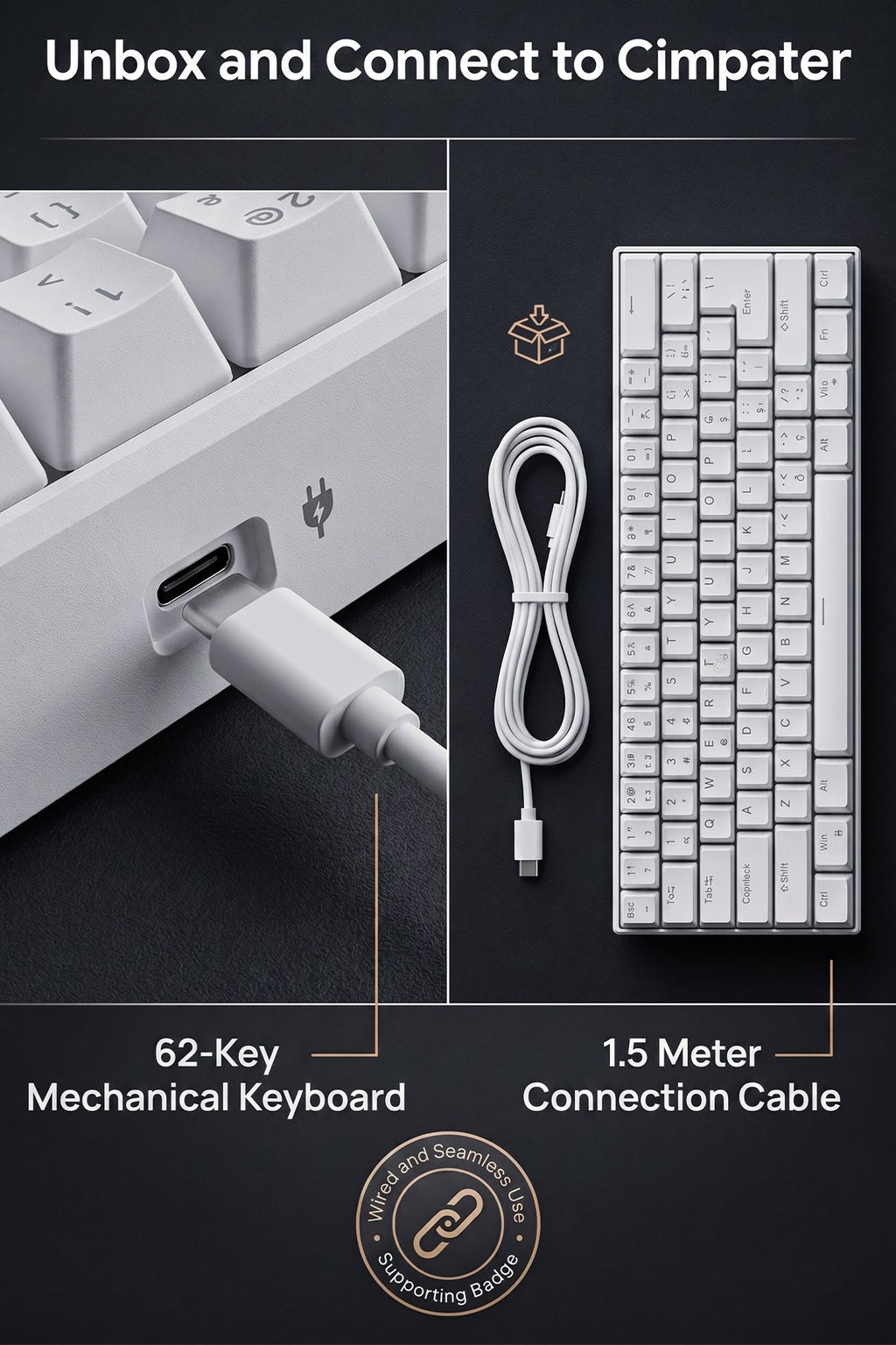 62-Key Mechanical Gaming Keyboard with 12 RGB Modes, Wired USB Compact Keyboard for PC and Laptop