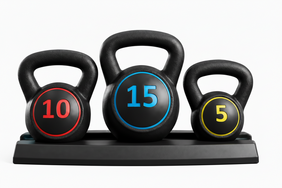 Kettlebell Set with Rack, 3 Weight Options, Ergonomic Grip, Home Workout Training Set