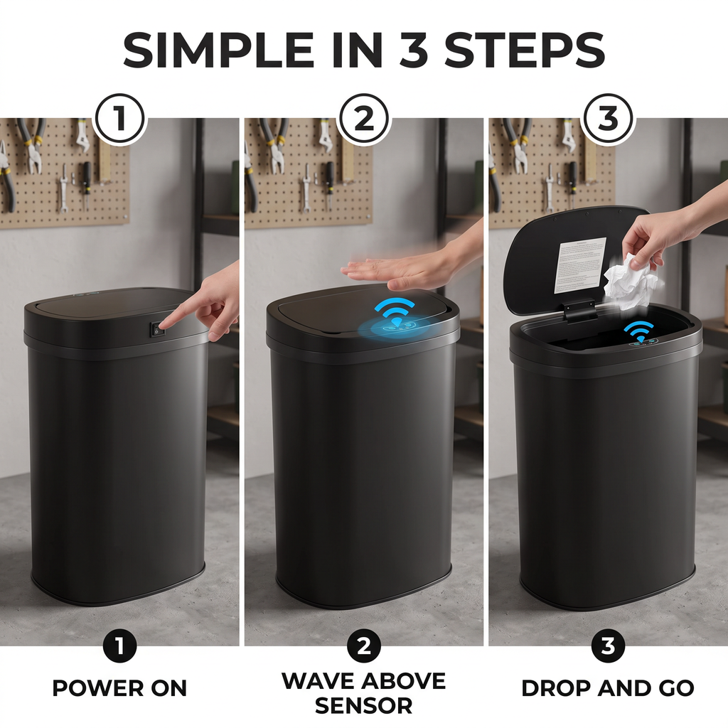 12L Automatic Sensor Bin with Touchless Lid