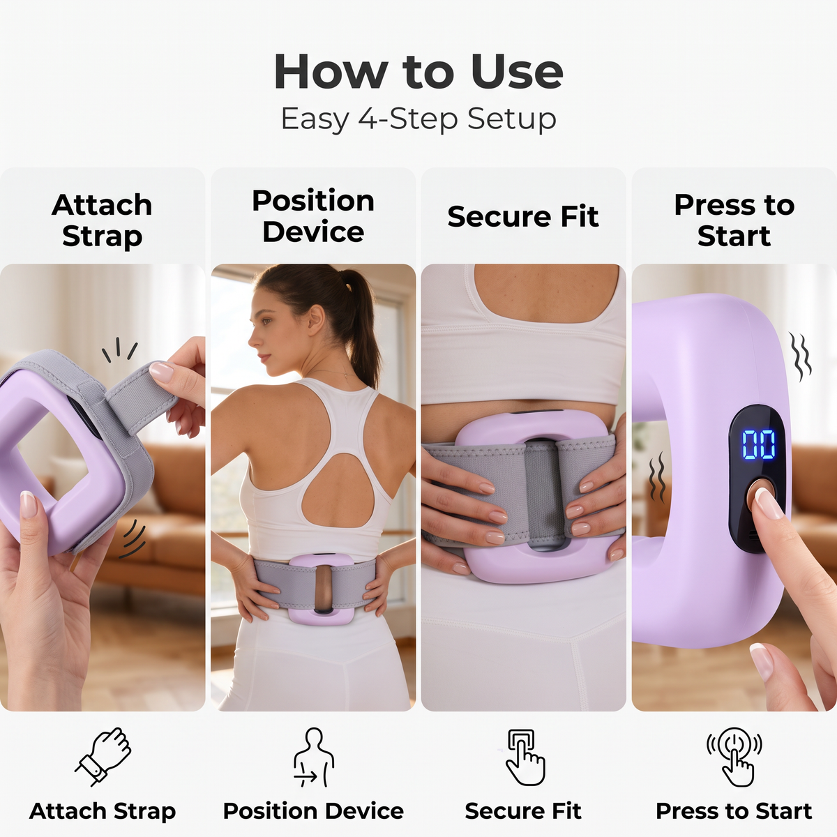 Rechargeable fascia ring Massager with Adjustable Strap, 8 Adjustable Settings, LED Display & USB-C Charging