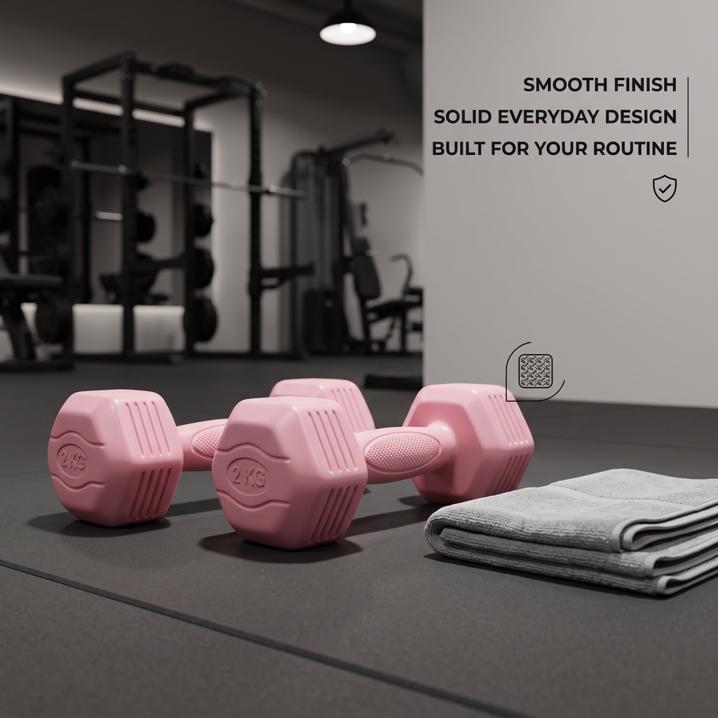 2x2kg Pink Dumbbell Set – 4kg Total, Comfort Grip Hand Weights for Home Workout, Fitness & Light Training