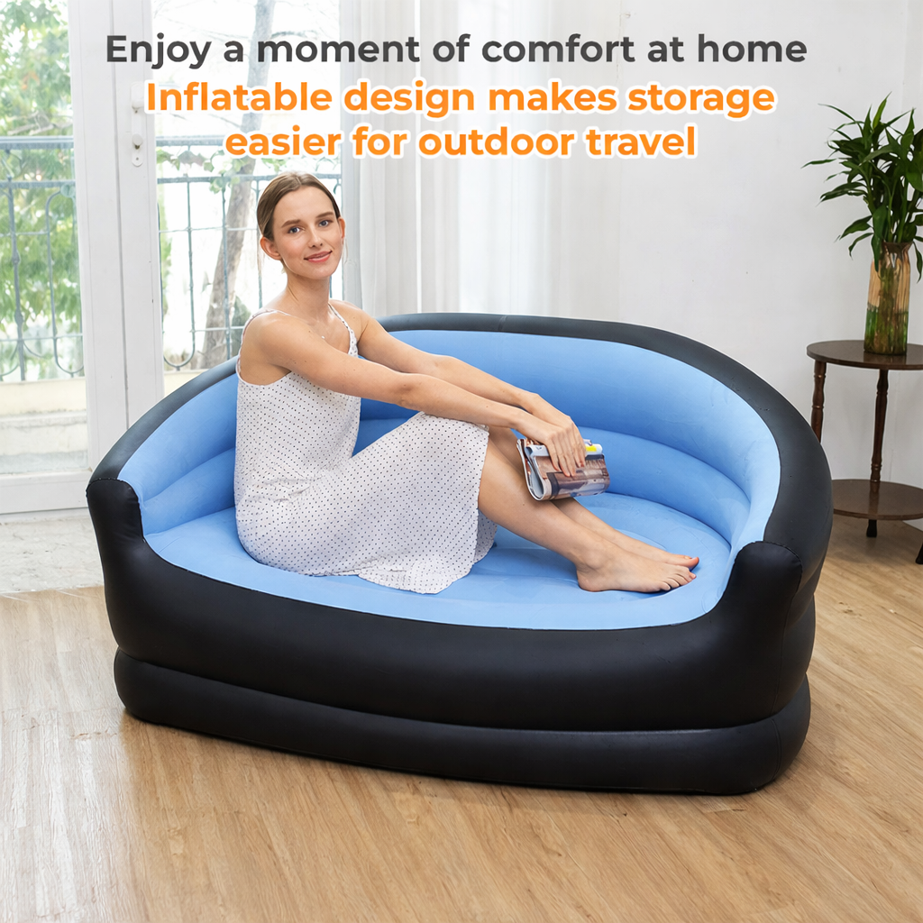 Inflatable Double Sofa Chair with Pump – Indoor & Outdoor Comfortable Air Couch